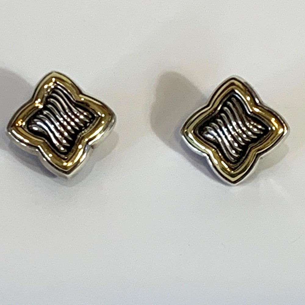 DAVID YURMAN Quatrefoil Earrings in Sterling Silver and 18K Yellow - Picture 6 of 16